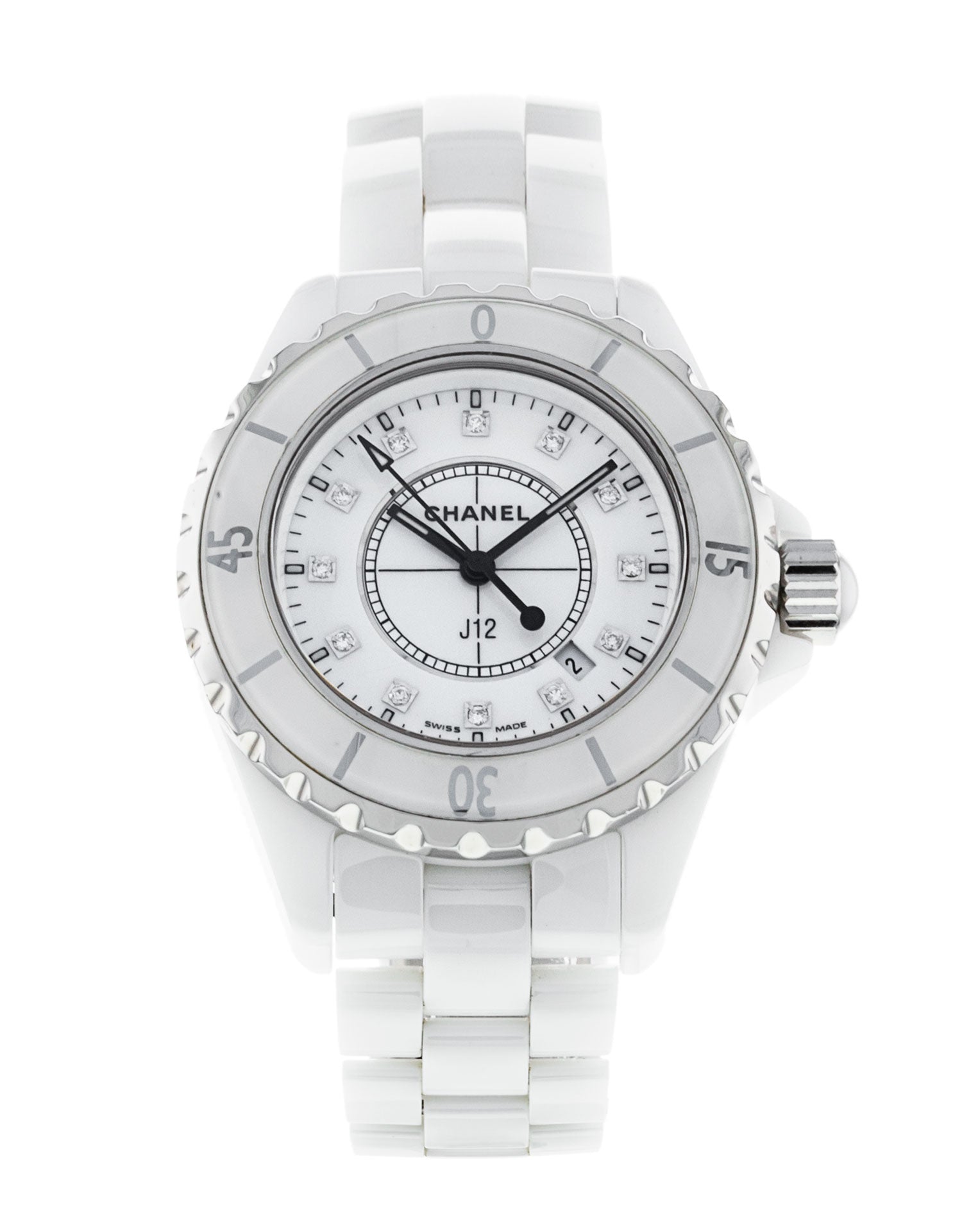  Shop Authentic Chanel J12 Diamonds Ceramic White Dial White Steel Strap Watch for Women - J12 H1628 - Luxxuri