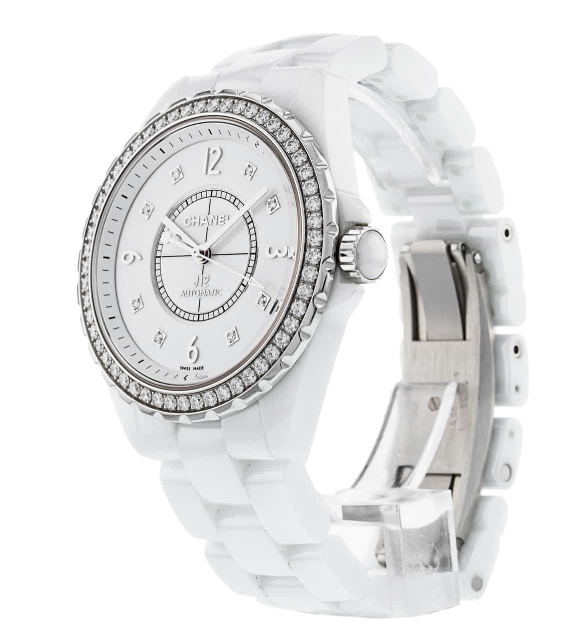  Shop Authentic Chanel J12 Quartz Diamonds White Dial White Steel Strap Watch for Women - J12 H3110 - Luxxuri