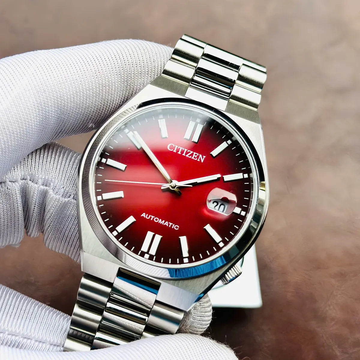  Shop Authentic Citizen Tsuyosa Automatic Red Dial Silver Steel Strap Watch For Men - NJ0150-56W - Luxxuri