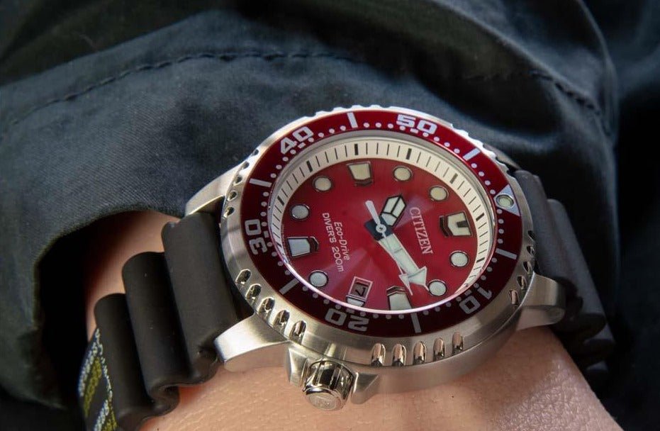  Shop Authentic Citizen Eco Drive Promaster Marine Red Dial Black Rubber Strap Watch For Men - BN0159-15X - Luxxuri