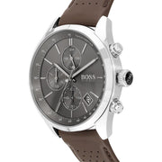  Shop Authentic Hugo Boss Grand Prix Grey Dial Brown Leather Strap Watch for Men -  1513476 - Luxxuri
