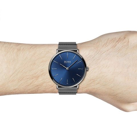  Shop Authentic Hugo Boss Horizon Blue Dial Black Mesh Bracelet Watch for Men - 1513734 - Luxxuri