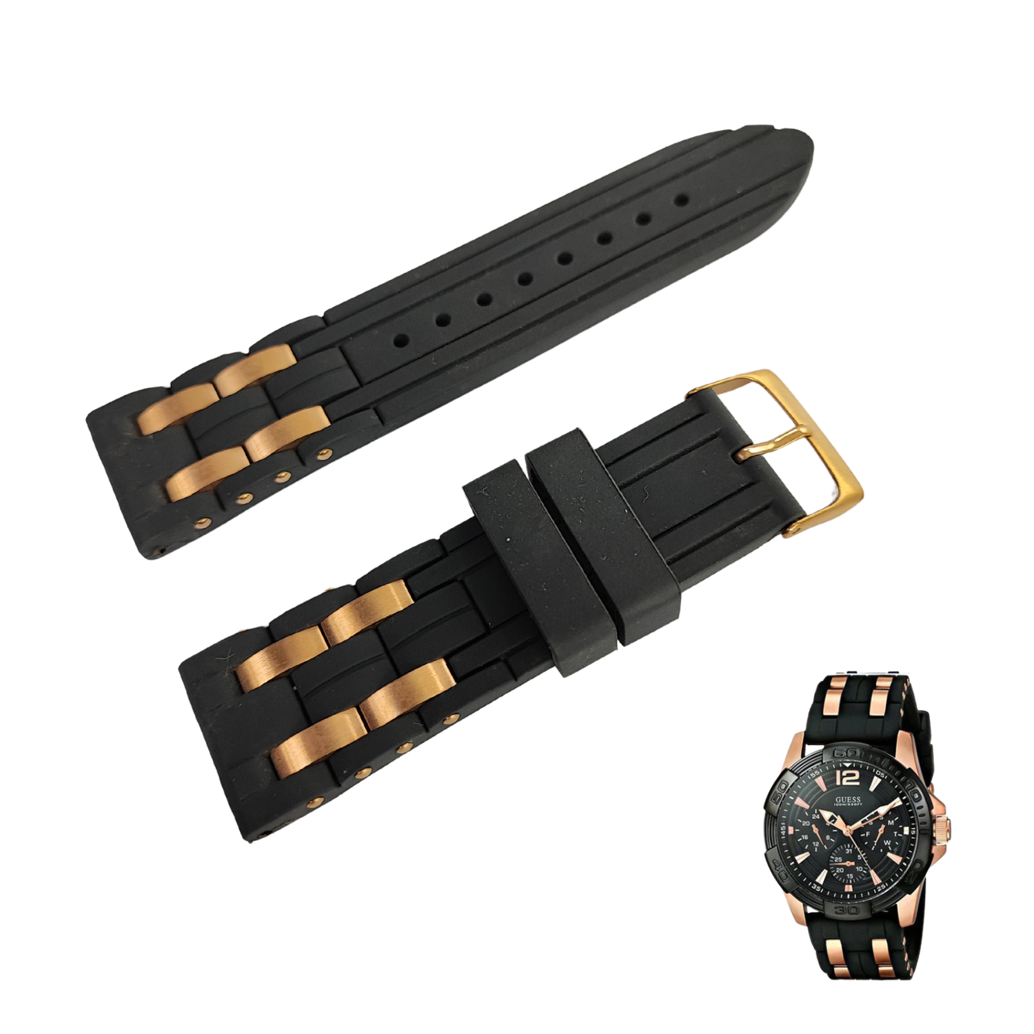  Shop Authentic Guess Oasis Black Dial Two Tone Steel Strap Watch for Men - W0366G3 - Luxxuri