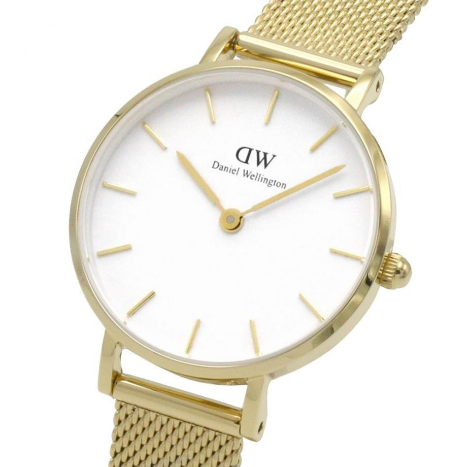  Shop Authentic Daniel Wellington Classic Petite Evergold White Dial Gold Mesh Bracelet Watch For Women - DW00100350 - Luxxuri