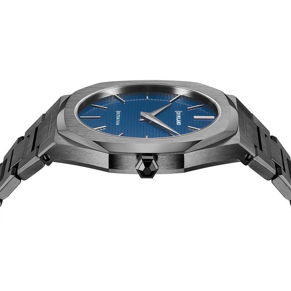D1 Milano Ultra Thin Blue Dial Gray Steel Strap Watch for Men - D1-UTBJ12