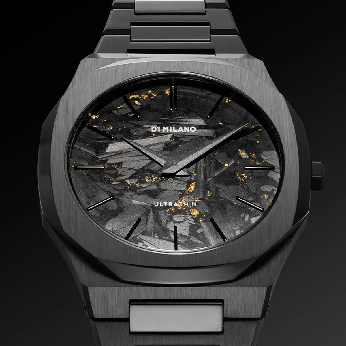 D1 Milano Ultra Thin Two Tone Black Steel Strap Watch for Men - D1-UTBJ31