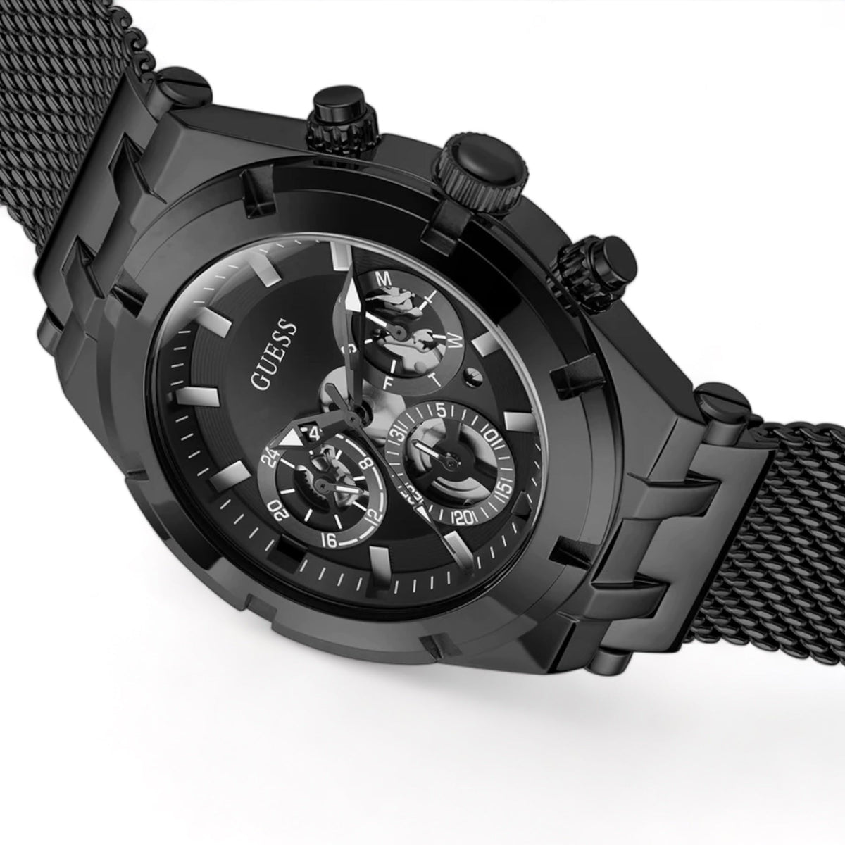  Shop Authentic Guess Continental Chronograph Black Dial Black Mesh Strap Watch For Men - GW0582G3 - Luxxuri