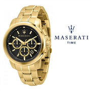  Shop Authentic Maserati Successo 44mm Black Dial Gold Stainless Steel Strap Watch For Men - R8873621013 - Luxxuri