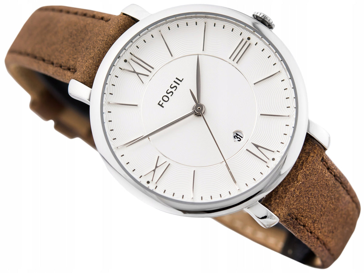  Shop Authentic Fossil Jacqueline White Dial Brown Leather Strap Watch for Women - ES3708 - Luxxuri