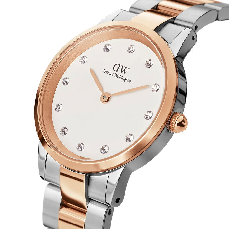  Shop Authentic Daniel Wellington Iconic Link White Dial Two Tone Steel Strap Watch For Women - DW00100359 - Luxxuri