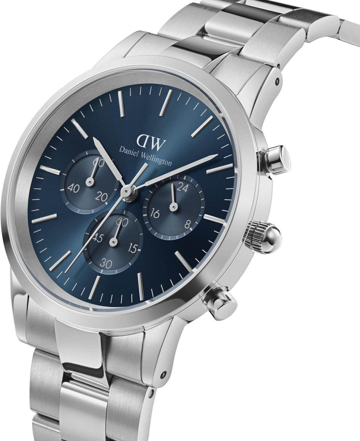 Shop Authentic Daniel Wellington Iconic Chronograph Link Blue Dial Silver Steel Strap Watch For Men - DW00100644 - Luxxuri
