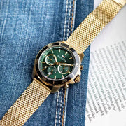  Shop Authentic Tommy Hilfiger Jordan Chronograph Green Dial Gold Mesh Strap Watch For Men - 1792093 - Luxxuri