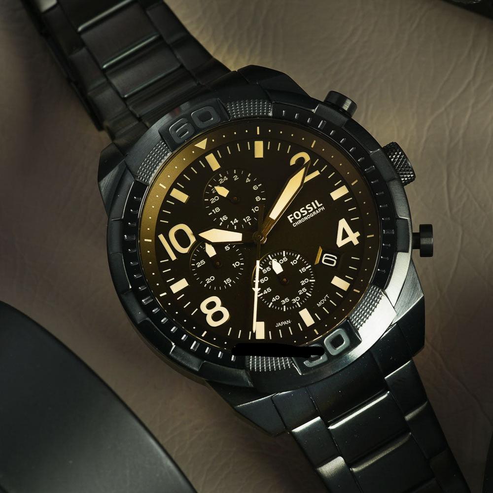  Shop Authentic Fossil Bronson Chronograph Black Dial Black Steel Strap Watch for Men - FS5876 - Luxxuri