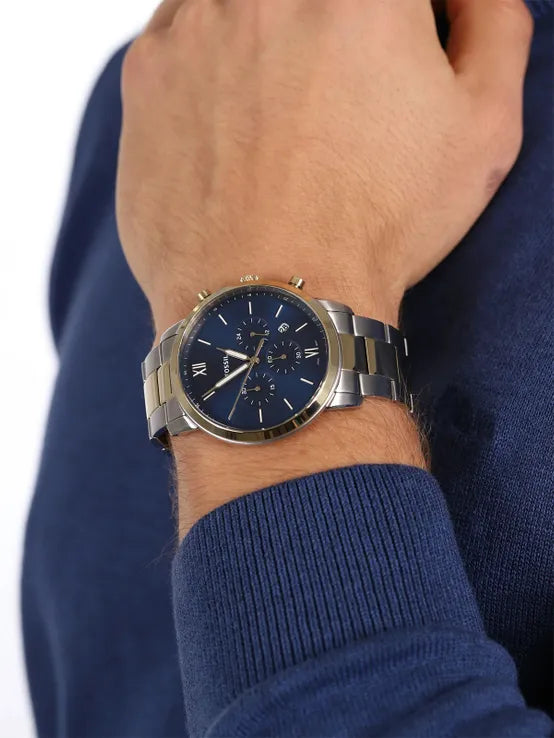  Shop Authentic Fossil Neutra Chronograph Blue Dial Two Tone Steel Strap Watch for Men - FS5706 - Luxxuri