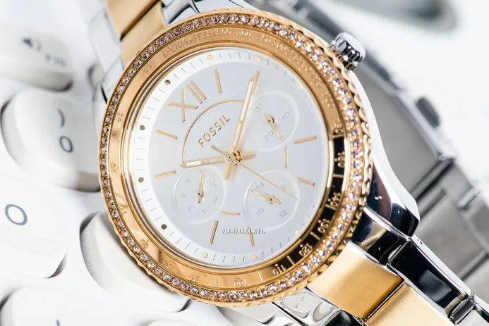  Shop Authentic Fossil Stella Sport Multifunction Silver Dial Two Tone Steel Strap Watch for Women - ES5107 - Luxxuri