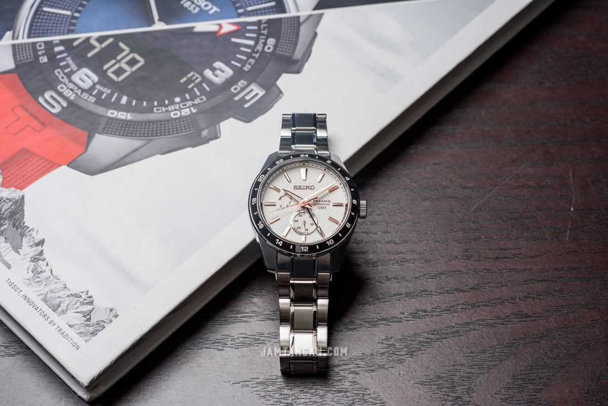  Shop Authentic Seiko Presage Sharp Edged Series Automatic GMT Champagne Dial Silver Steel Strap Watch For Men - SPB273J1 - Luxxuri