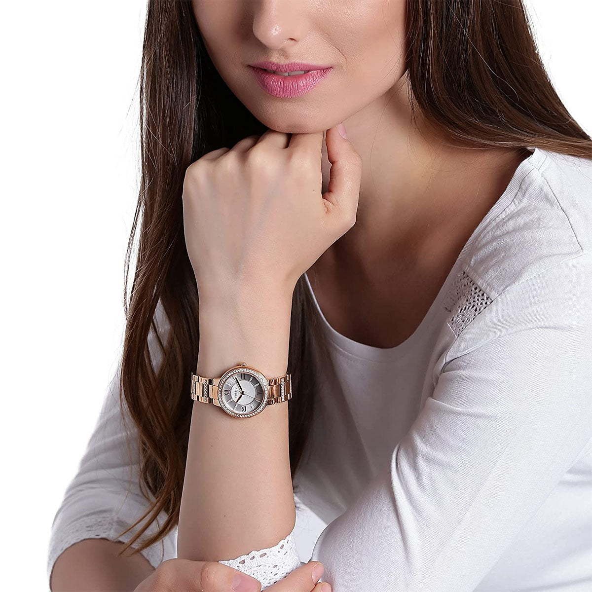  Shop Authentic Fossil Virginia White Dial Rose Gold Steel Strap Watch for Women - ES3284 - Luxxuri