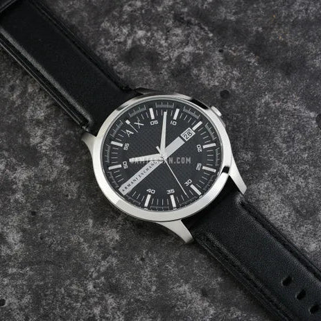  Shop Authentic Armani Exchange Hampton Chronograph Black Dial Black Leather Strap Watch For Men - AX2101 - Luxxuri