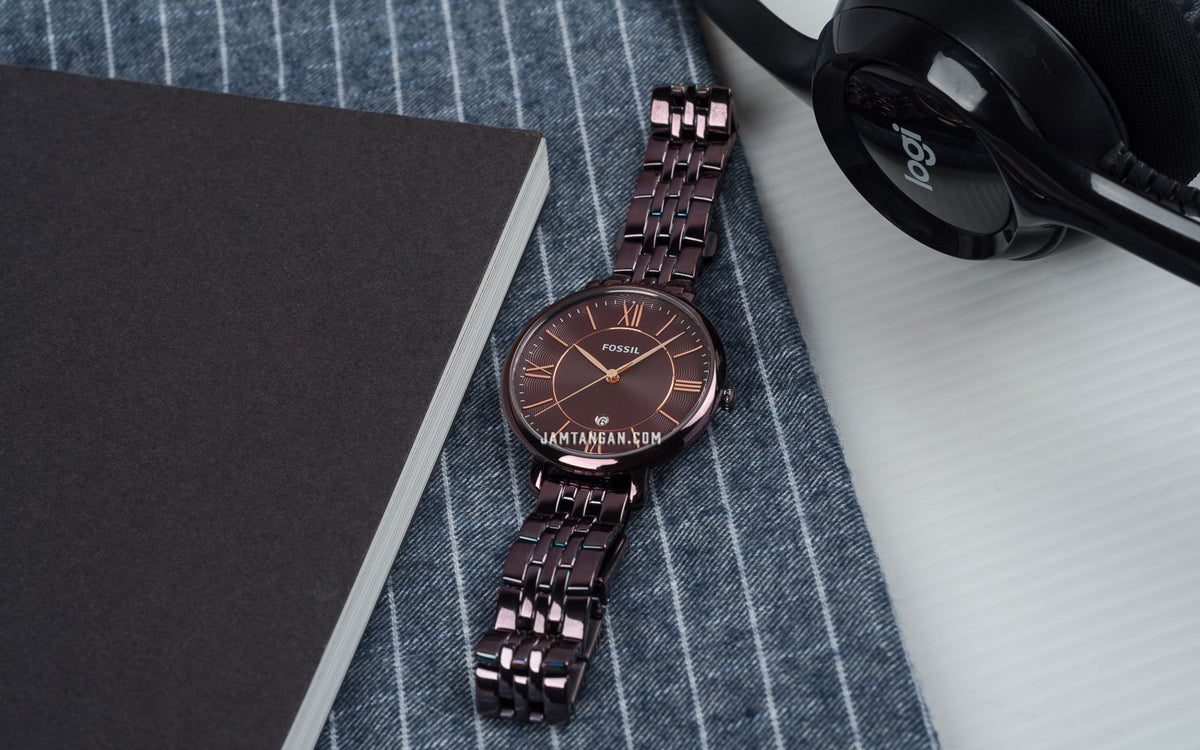  Shop Authentic Fossil Jacqueline Brown Dial Brown Steel Strap Watch for Women - ES4100 - Luxxuri