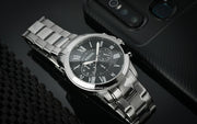  Shop Authentic Fossil Grant Chronograph Black Dial Silver Steel Strap Watch for Men - FS4736 - Luxxuri