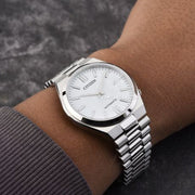  Shop Authentic Citizen Tsuyosa Automatic White Dial Silver Steel Strap Watch For Men - NJ0150-81A - Luxxuri