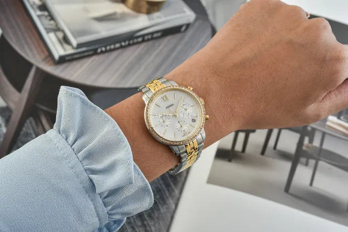  Shop Authentic Fossil Neutra Chronograph Mother of Pearl White Dial Two Tone Steel Strap Watch for Women - ES5216 - Luxxuri