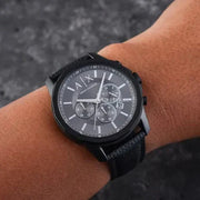  Shop Authentic Armani Exchange Banks Chronograph Black Dial Black Leather Strap Watch For Men - AX1724 - Luxxuri