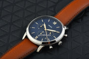  Shop Authentic Fossil Neutra Chronograph Blue Dial Brown Leather Strap Watch for Men - FS5453 - Luxxuri