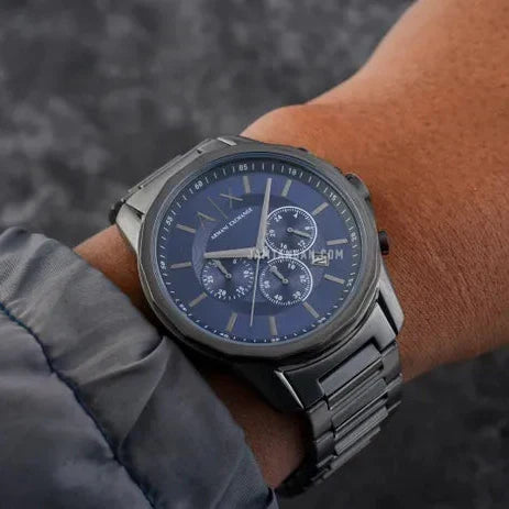  Shop Authentic Armani Exchange Banks Chronograph Blue Dial Grey Steel Strap Watch For Men - AX1731 - Luxxuri