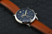  Shop Authentic Fossil Neutra Chronograph Blue Dial Brown Leather Strap Watch for Men - FS5453 - Luxxuri