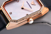  Shop Authentic Emporio Armani Gianni T Bar Quartz Mother of Pearl Dial Blue Leather Strap Watch For Women - AR11466 - Luxxuri