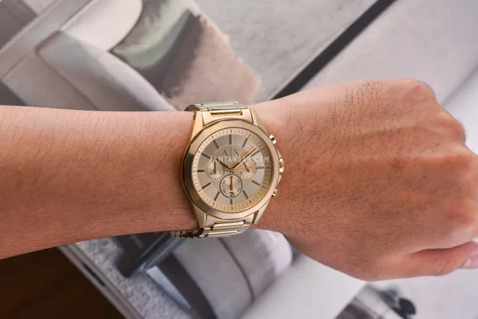  Shop Authentic Armani Exchange Drexler Chronograph Gold Dial Gold Steel Strap Watch For Men - AX2602 - Luxxuri
