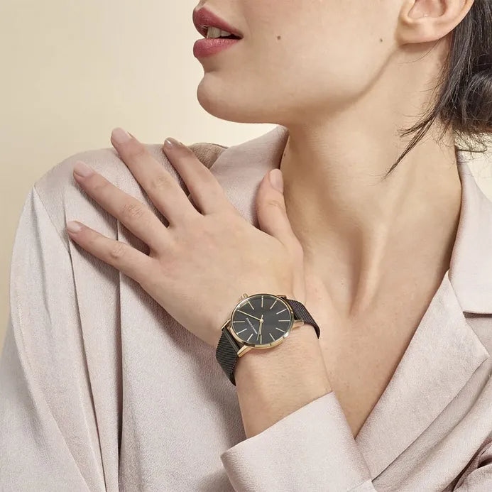  Shop Authentic Armani Exchange Lola Three Hand Black Dial Black Mesh Strap Watch For Women - AX5548 - Luxxuri