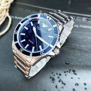  Shop Authentic Emporio Armani Meccanico Automatic Blue Dial Silver Steel Strap Watch For Men - AR60059 - Luxxuri