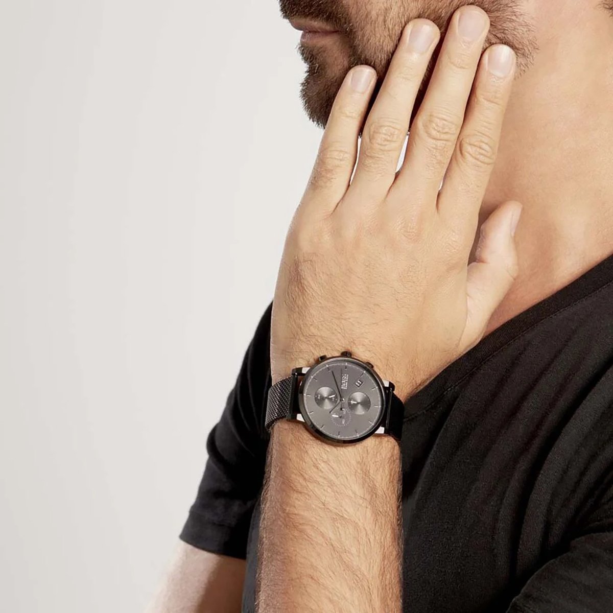  Shop Authentic Hugo Boss Integrity Black Dial Black Mesh Bracelet Watch for Men - 1513813 - Luxxuri