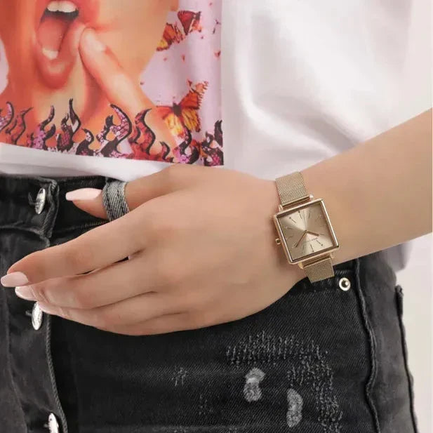  Shop Authentic Armani Exchange Lola Quartz Gold Dial Gold Mesh Strap Watch For Women - AX5801 - Luxxuri