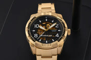  Shop Authentic Fossil Bronson Automatic Skeleton Black Dial Gold Steel Strap Watch for Men - ME3257 - Luxxuri