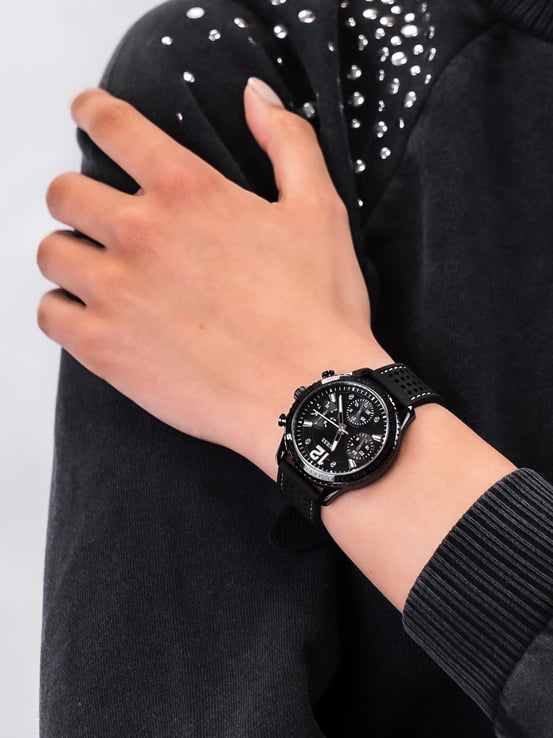  Shop Authentic Guess Marina Chronograph Black Dial Black Rubber Strap Watch for Women - W1025L3 - Luxxuri
