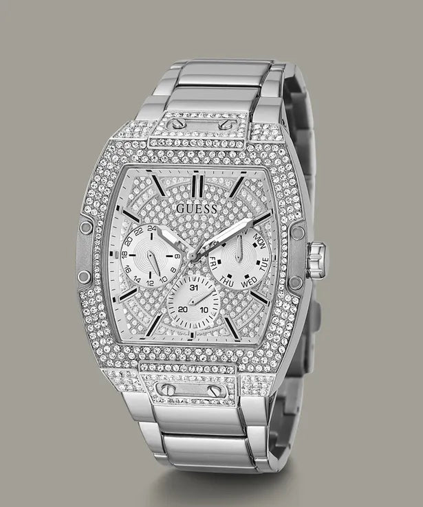  Shop Authentic Guess Phoenix Multifunction Crystals Silver Dial Silver Steel Strap Watch For Men - GW0094G1 - Luxxuri
