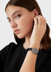  Shop Authentic Emporio Armani Gianni T-Bar Quartz Blue Dial Blue Leather Strap Watch for Women - AR11424 - Luxxuri