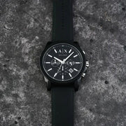  Shop Authentic Armani Exchange Outerbanks Chronograph Black Dial Black Silicone Strap Watch For Men - AX1326 - Luxxuri