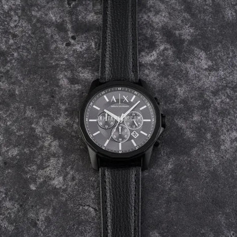  Shop Authentic Armani Exchange Banks Chronograph Black Dial Black Leather Strap Watch For Men - AX1724 - Luxxuri