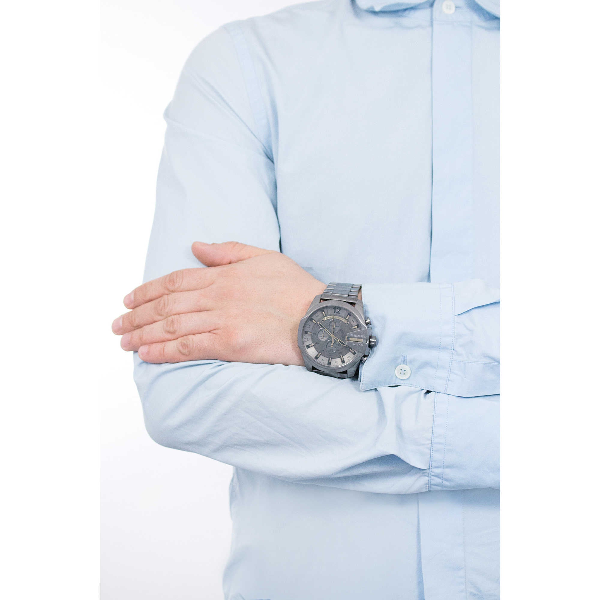  Shop Authentic Diesel Mega Chief Chronograph Grey Dial Grey Steel Strap Watch For Men - DZ4466 - Luxxuri