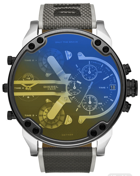  Shop Authentic Diesel Mr. Daddy 2.0 Chronograph Black Dial Grey Nylon Strap Watch For Men - DZ7429 - Luxxuri