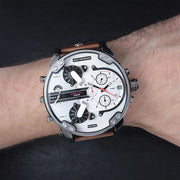  Shop Authentic Diesel Mr. Daddy 2.0 Chronograph Silver Dial Brown Leather Strap Watch For Men - DZ7394 - Luxxuri
