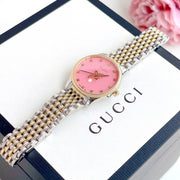  Shop Authentic Gucci G Timeless Quartz Pink Dial Two Tone Steel Strap Watch For Women - YA1265030 - Luxxuri