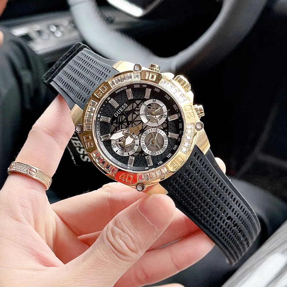  Shop Authentic Guess Trophy Multifunction Black Dial Black Rubber Strap Watch for Men - GW0333G2 - Luxxuri
