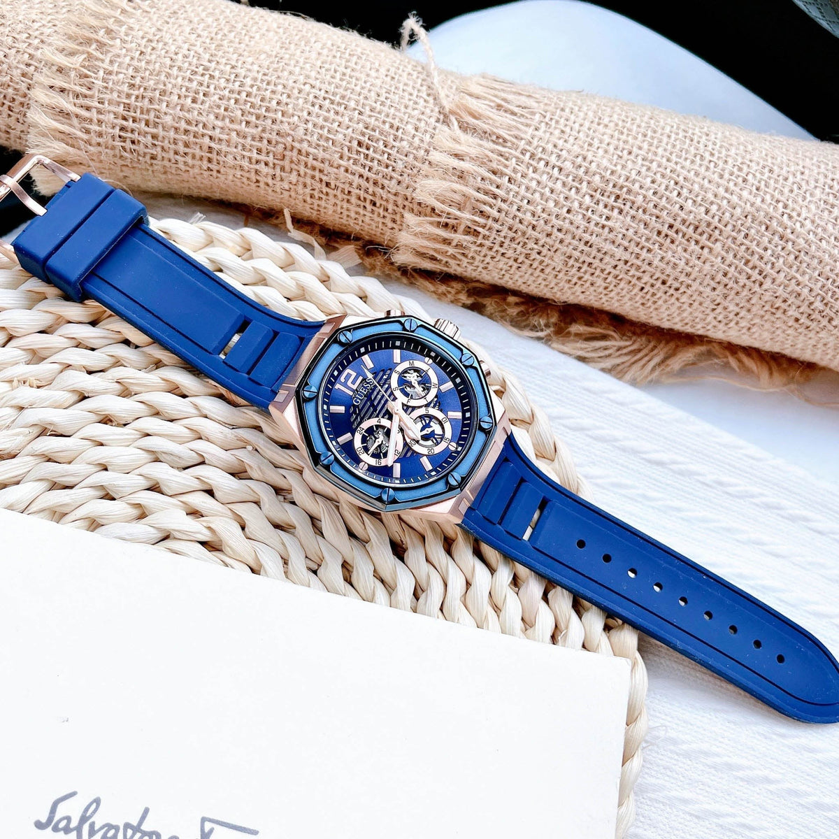  Shop Authentic Guess Momentum Chronograph Blue Dial Blue Rubber Strap Watch for Men - GW0263G2 - Luxxuri