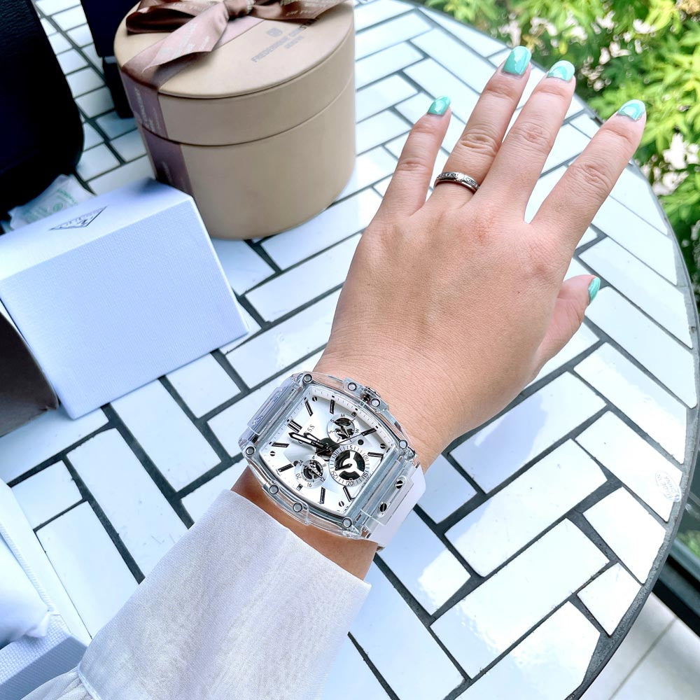  Shop Authentic Guess Phoenix Multi Function Silver Dial White Rubber Strap Watch for Men - GW0203G1 - Luxxuri