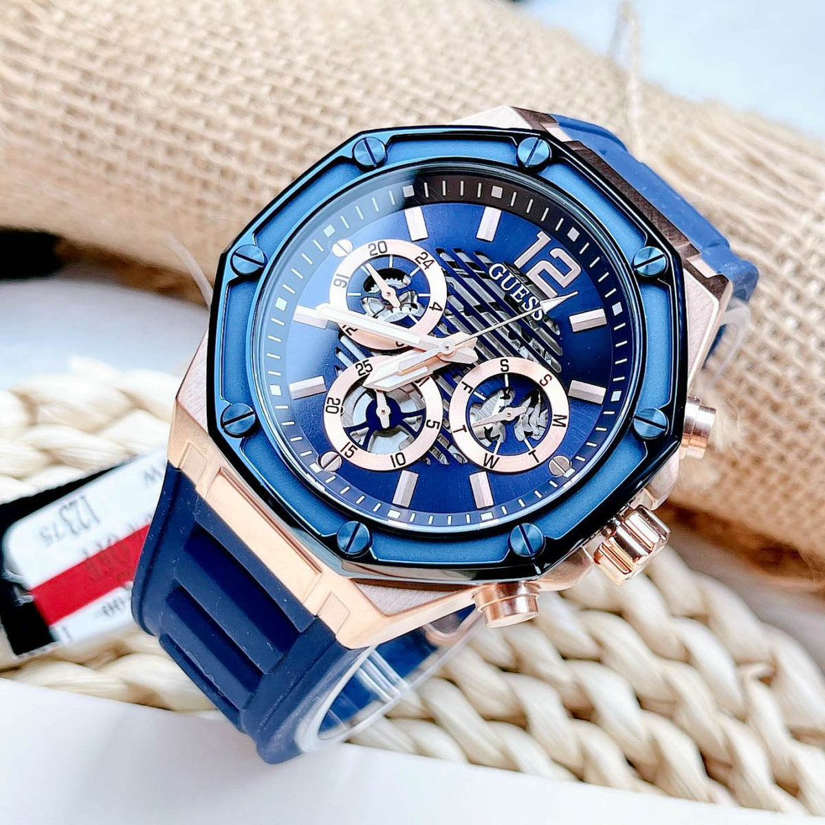  Shop Authentic Guess Momentum Chronograph Blue Dial Blue Rubber Strap Watch for Men - GW0263G2 - Luxxuri